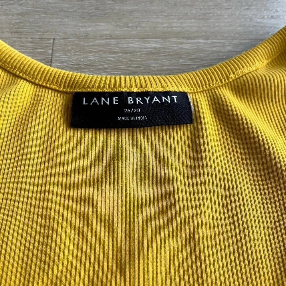 Lane Bryant Women's Size 26/28 Patch Work Long Sleeve Mustard Yellow cotton Top